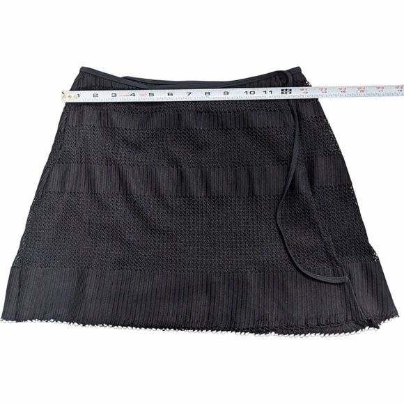 NWT S/M French Swim Wrap Skirt Halter Set Black Stretch Tie Back Lined - Picture 7 of 11